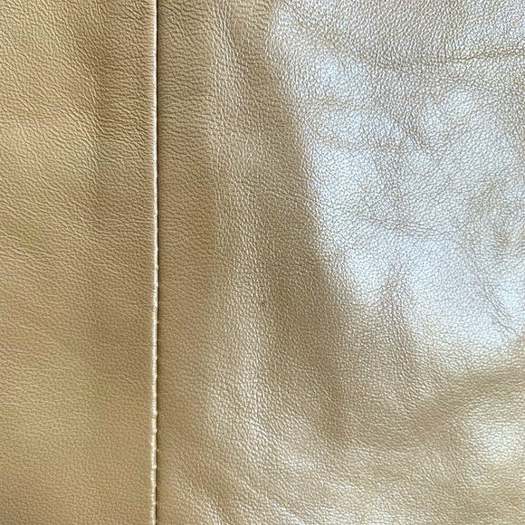 ST. JOHN SPORT BY MARIE GRAY Champagne/Gold 100% Leather Jacket size Medium - Picture 6 of 6